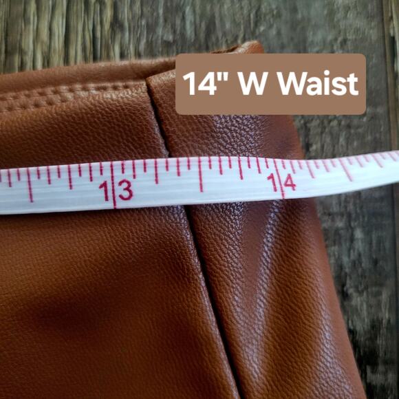 NWOT Zenana Faux Leather Leggings XL Brown High Waist Curvy Edgy Winter Fall - Picture 4 of 9
